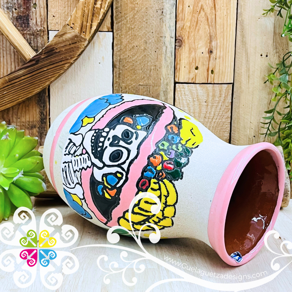Pink Catrina Ovulo Vase - Mexican Home Décor