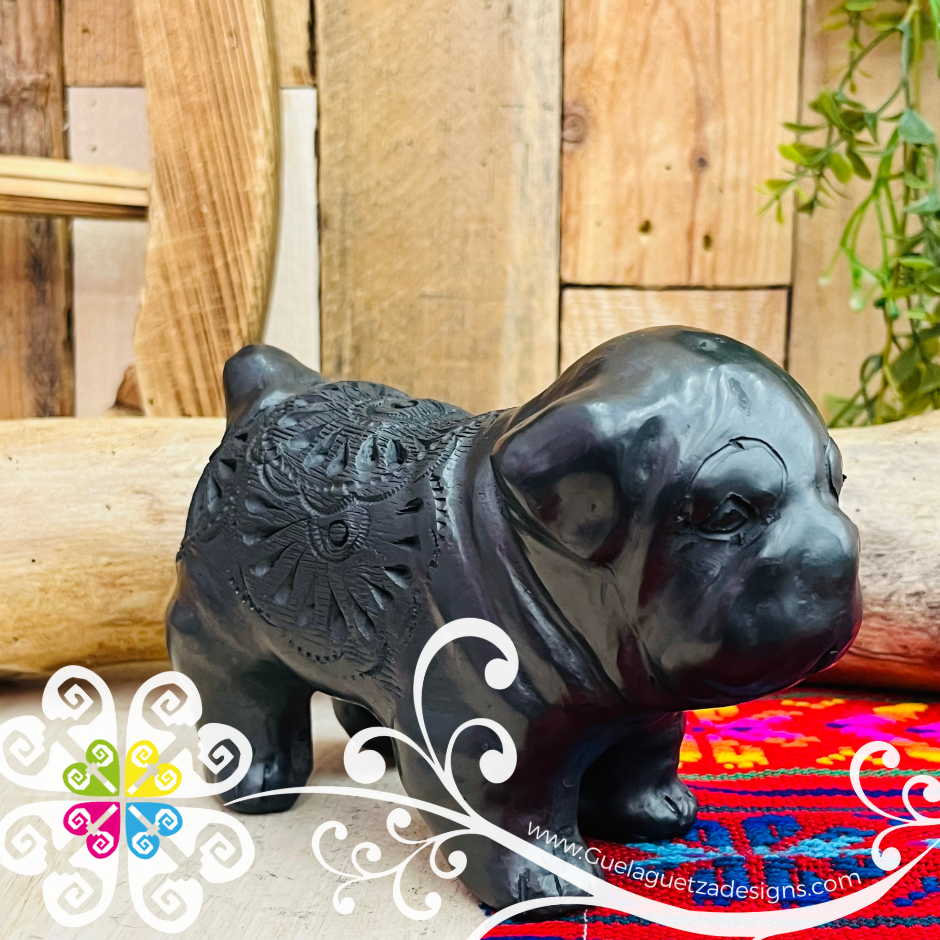 Pug Dog Black Clay Figure - Barro Negro Oaxaca
