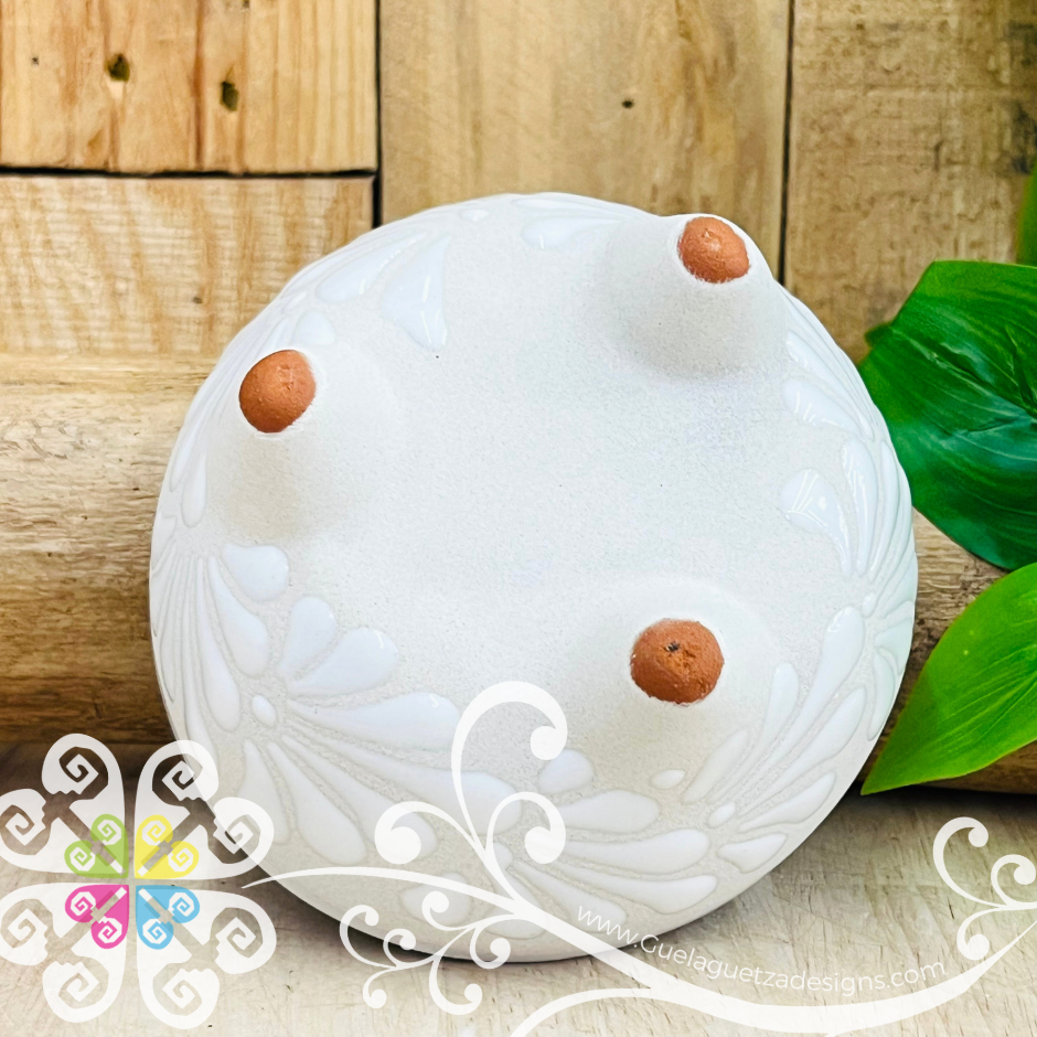 Set of 4 White Small Espiga Molcajete Barro - Mexican Kitchen
