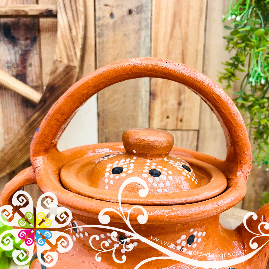 Capula Dots and Flor Clay Tea Pot - Mexican Clay Kitchen