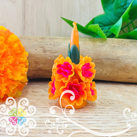 Mini Orange Vela Escamada Elegancia Artesanal- Artisan Candles Vedesa