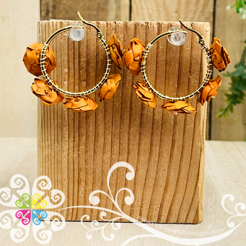 Crystal Bead Rose Roops - Palm Earrings
