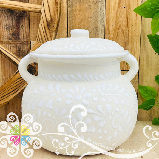 White Espiga Olla Redonda - Home Decor