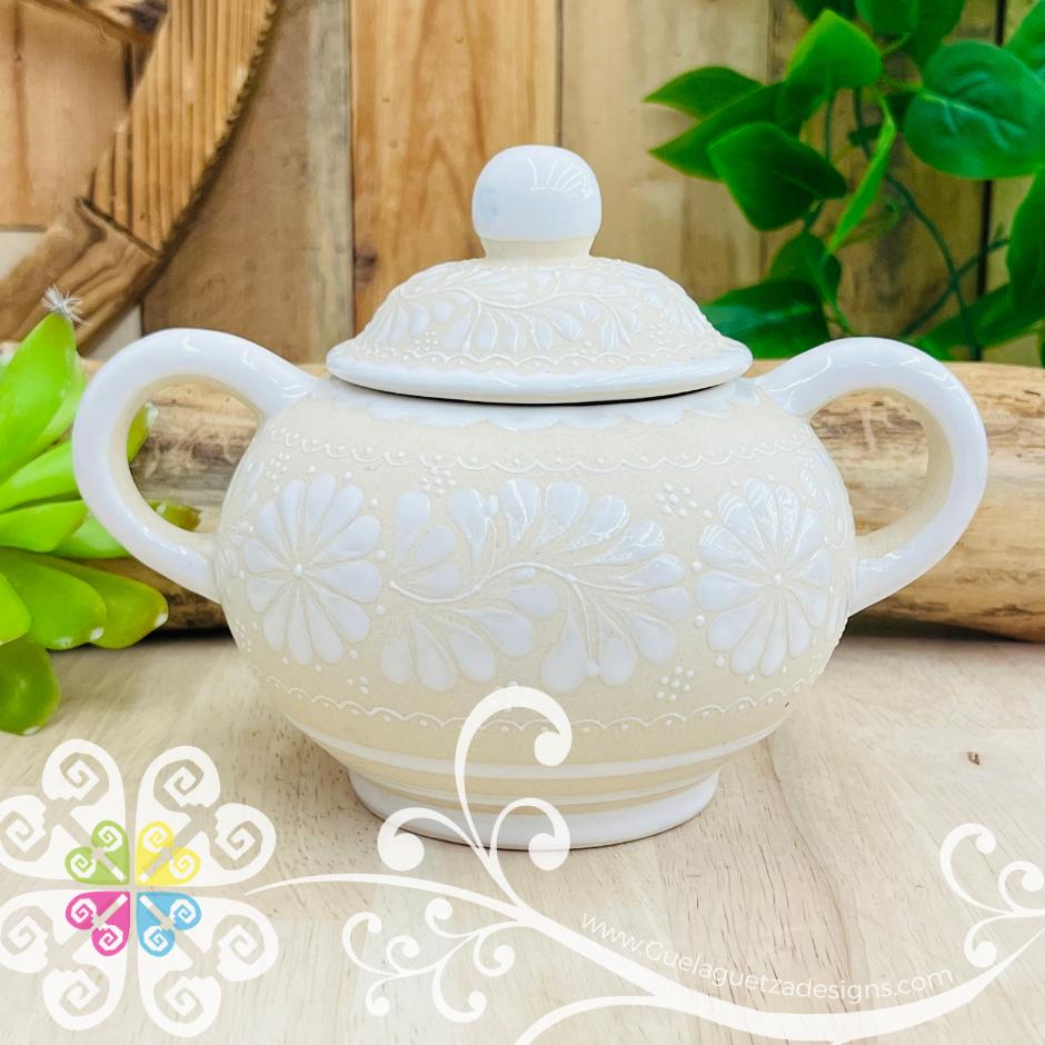 White Sugar Bowl Colibri Alta Temperatura - Barro Alta Temperatura