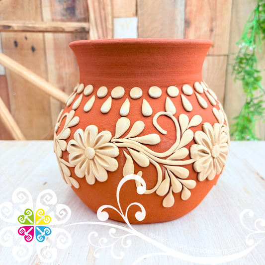 Small Drops Decorated Clay Ollita - Barro Bordado Oaxaca