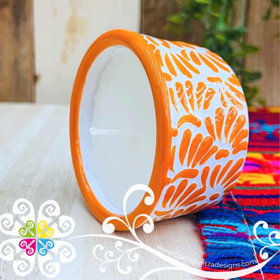 Small Orange Talavera Candle - Artisan Candles