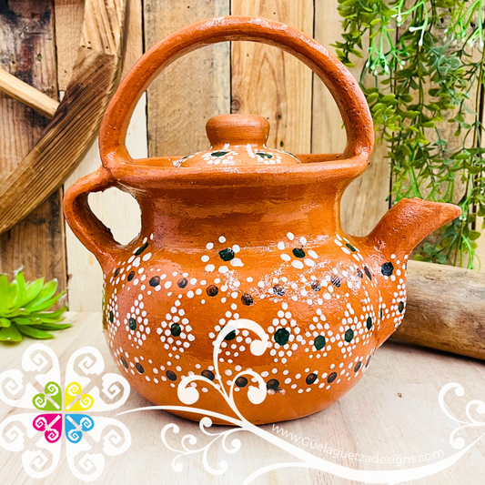 Capula Dots Clay Tea Pot - Mexican Clay Kitchen