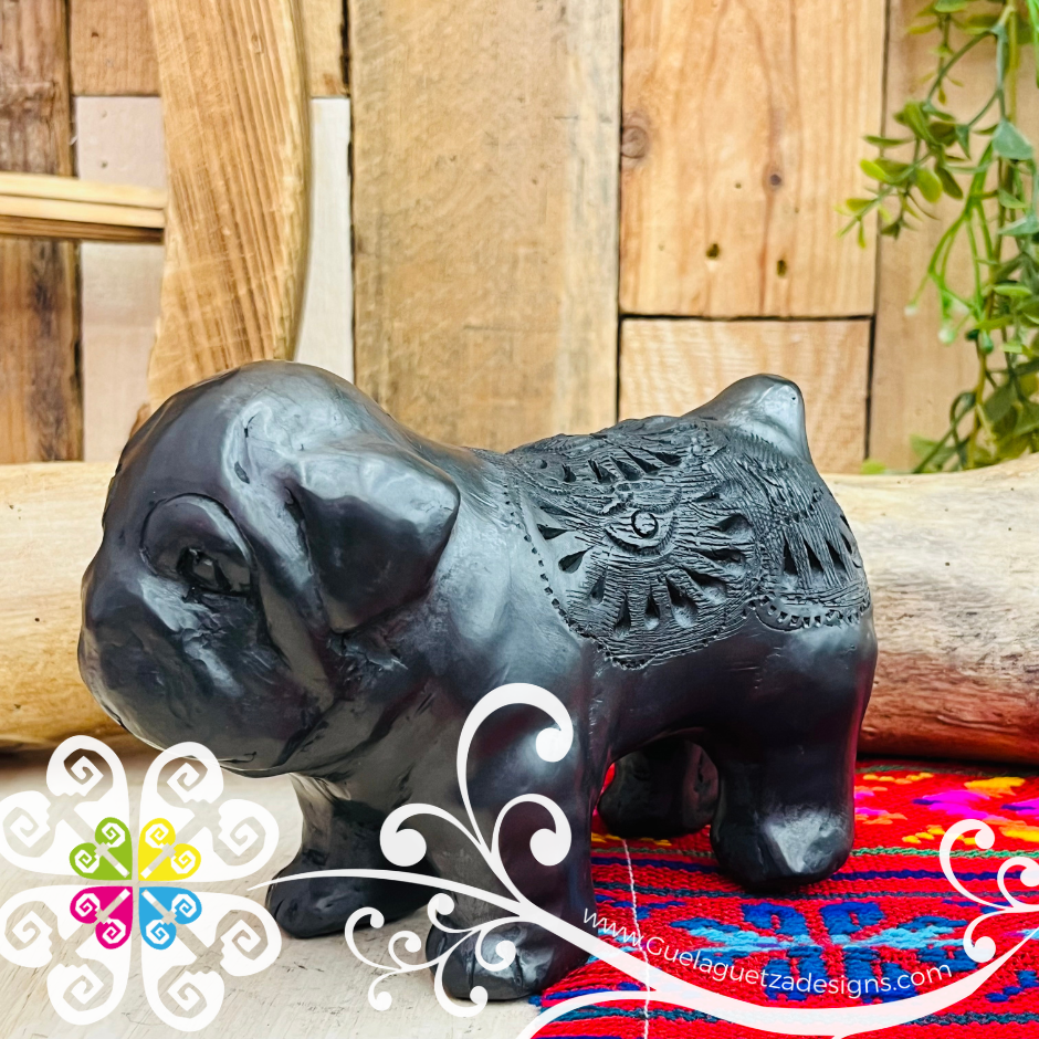 Pug Dog Black Clay Figure - Barro Negro Oaxaca