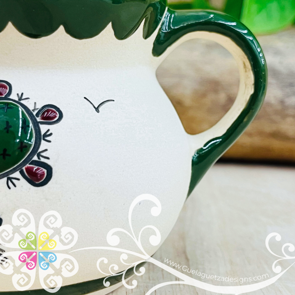 Small Cactus Taza Ponchera Colibri - Barro Alta Temperatura - Single Clay Mug