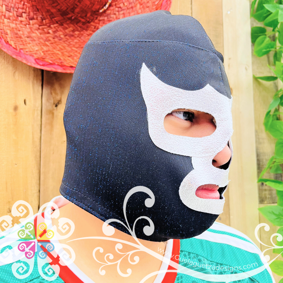 Black with Glitter Luchador Mask - Adult Lucha Libre Mask