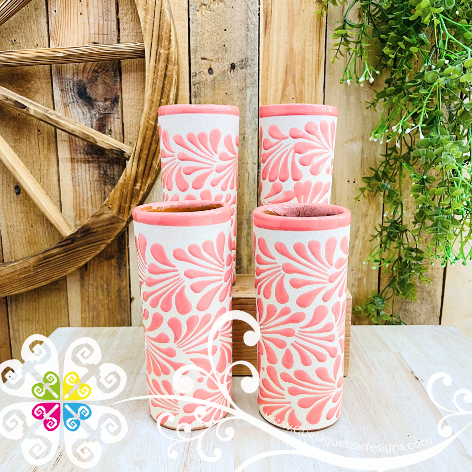 Set of 4 Pink Espiga Plumeado Tall Cup - Set Clay Cup