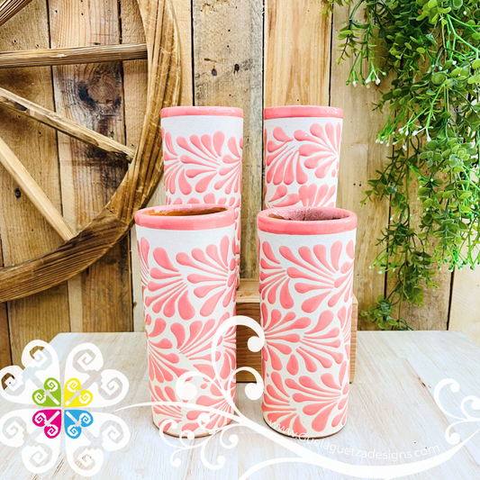 Set of 4 Pink Espiga Plumeado Tall Cup - Set Clay Cup