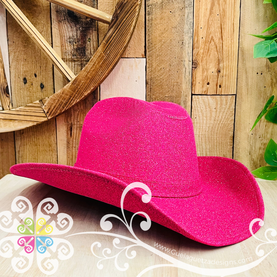 Fuchsia Glitter Cowboy Hat - Unisex Hat