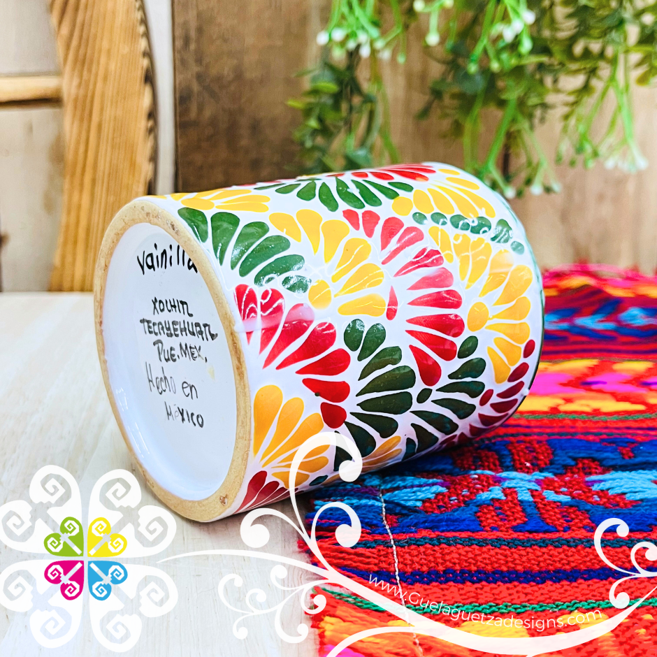 Large Cylinder Multicolor Talavera Candle - Artisan Candles