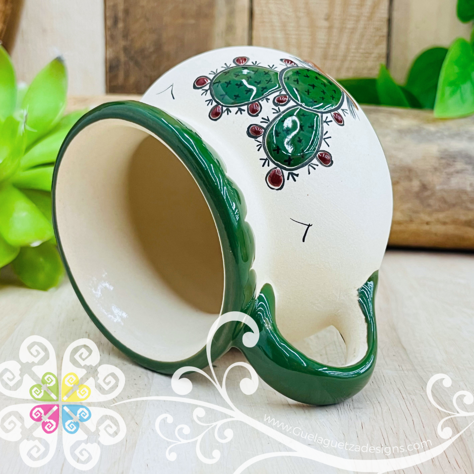 Small Cactus Taza Ponchera Colibri - Barro Alta Temperatura - Single Clay Mug