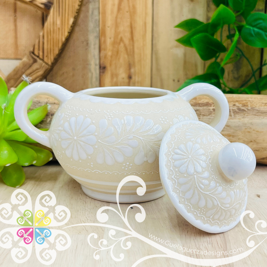 White Sugar Bowl Colibri Alta Temperatura - Barro Alta Temperatura