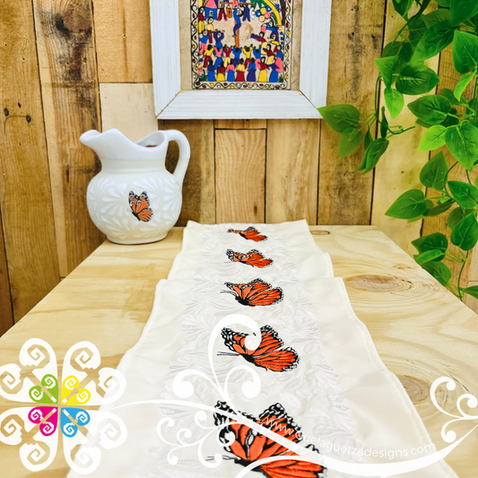 Mariposa with White Cielito Lindo Table Runner - Mexican Home