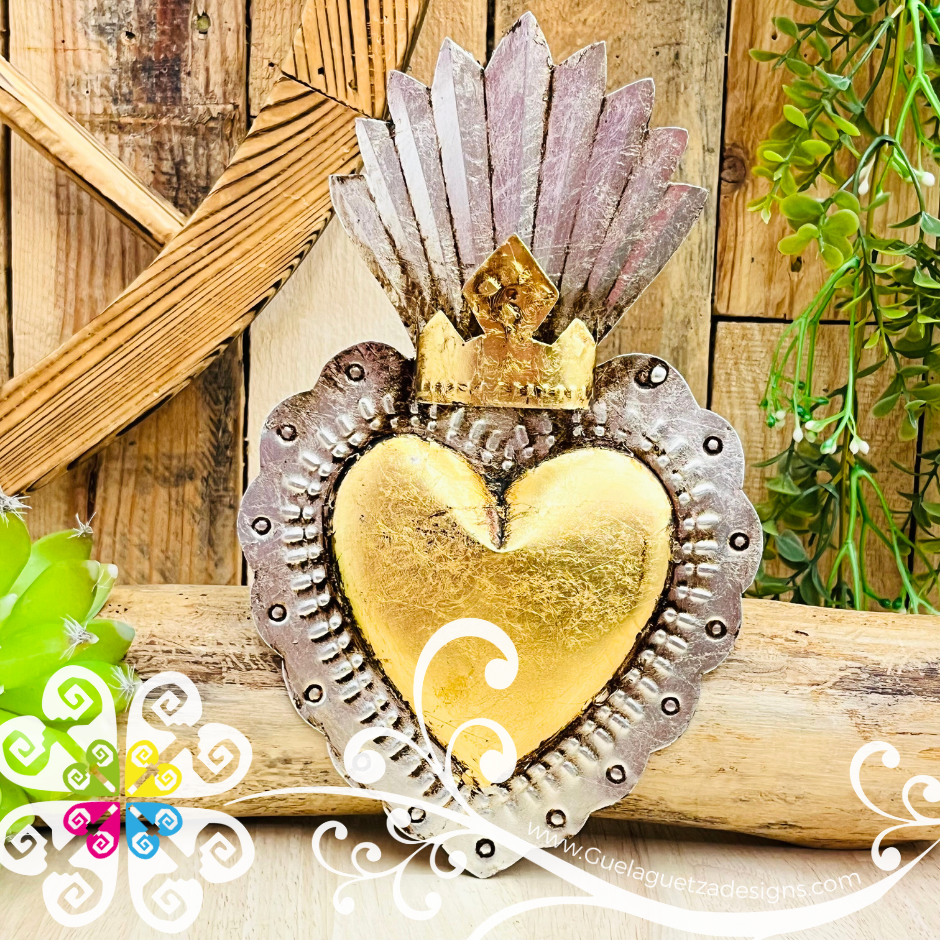 Medium Cobrizado Corazon Milagro - Hojalata San Miguel Collection