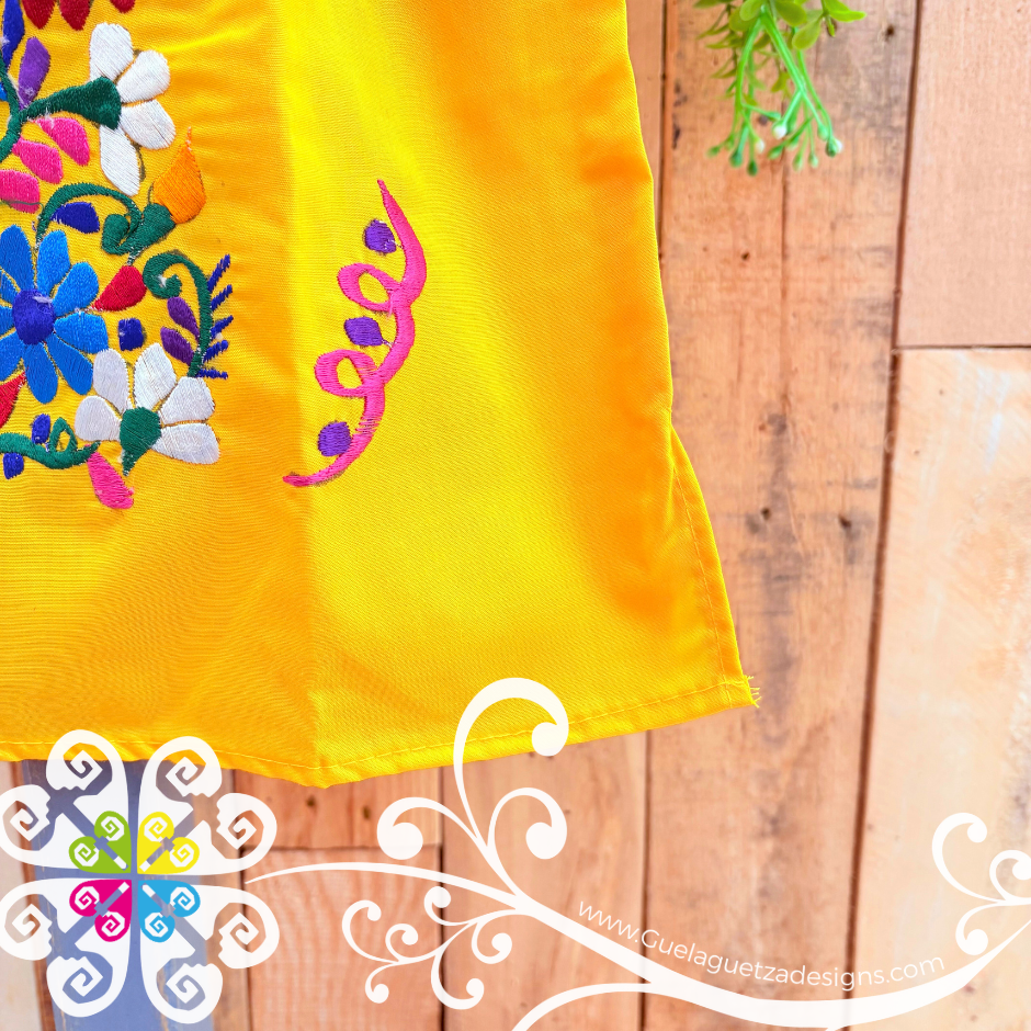 Yellow Vestido Tehuacan Nina - Tehuacan Children Dress
