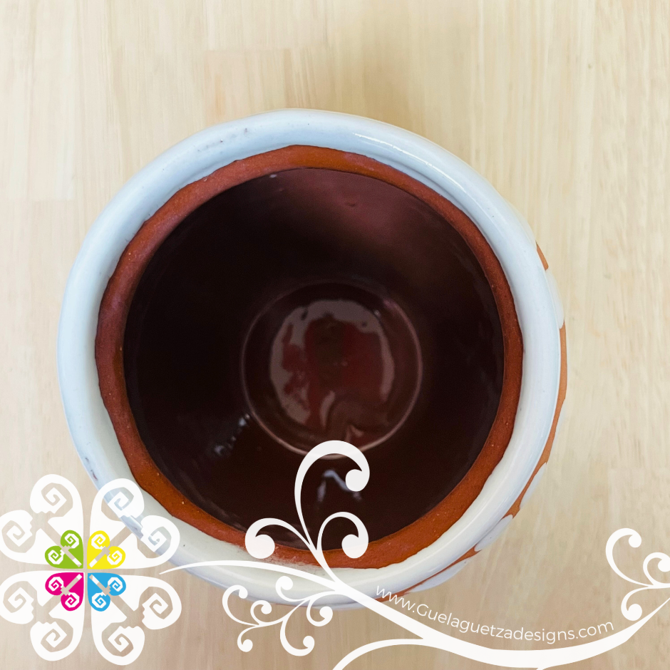 Natural / White Espiga Plumeado Bola Clay Vase - Florero Barro