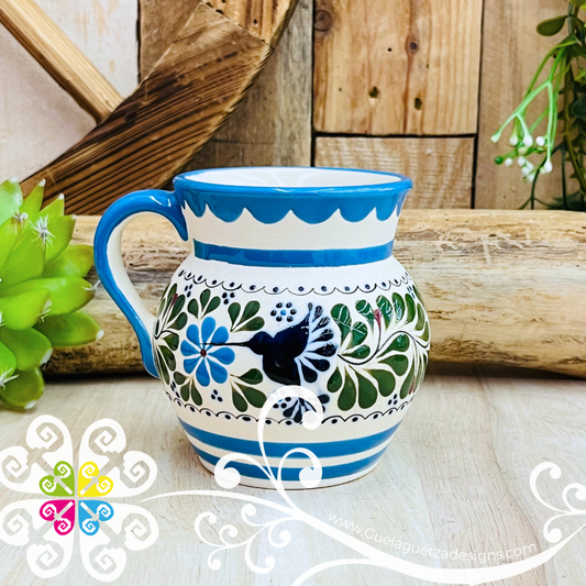 Blue Turquoise Taza Ponchera Colibri - Barro Alta Temperatura - Single Clay Mug