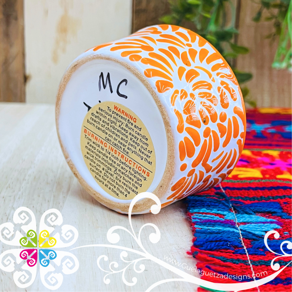 Small Orange Talavera Candle - Artisan Candles