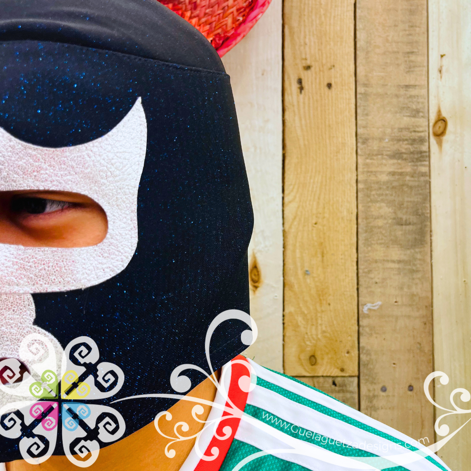 Black with Glitter Luchador Mask - Adult Lucha Libre Mask
