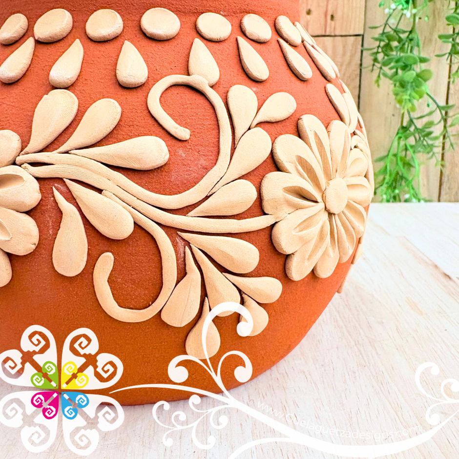 Small Drops Decorated Clay Ollita - Barro Bordado Oaxaca