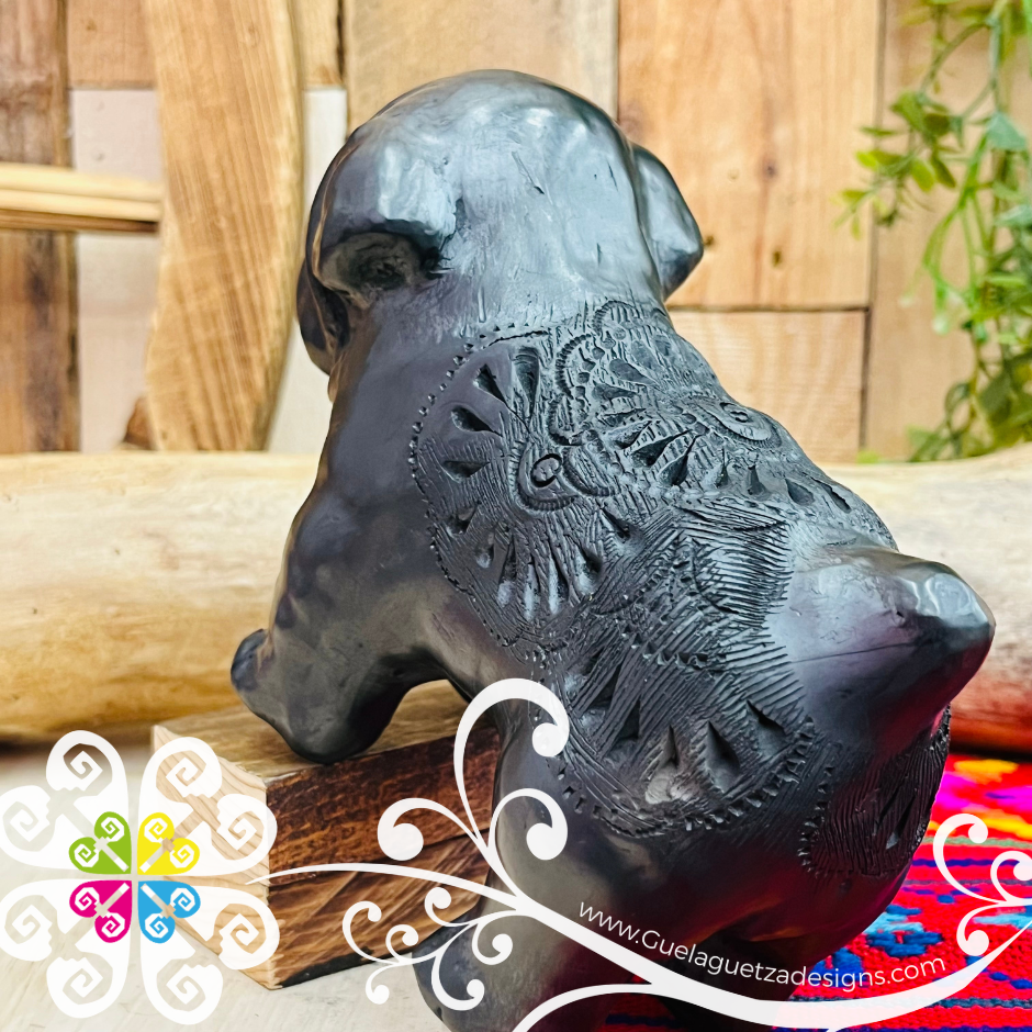 Pug Dog Black Clay Figure - Barro Negro Oaxaca