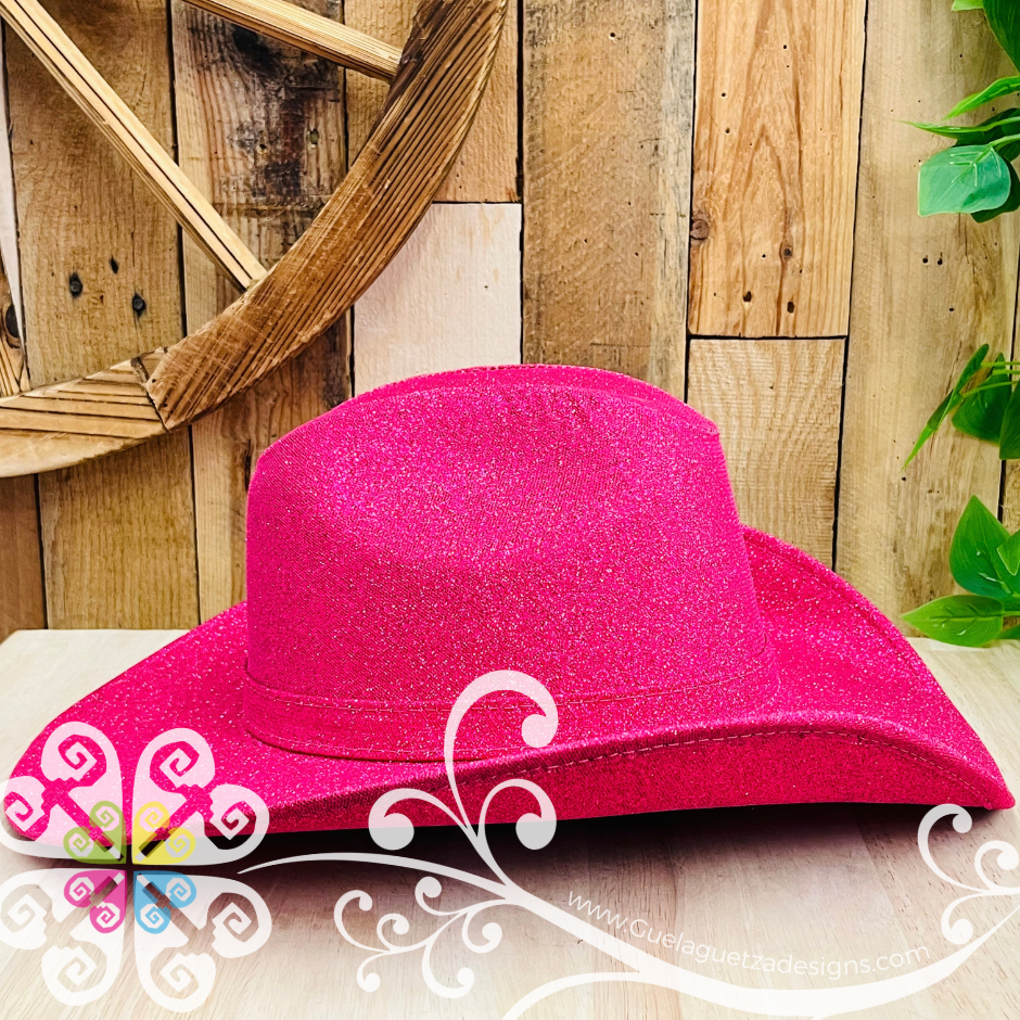 Fuchsia Glitter Cowboy Hat - Unisex Hat