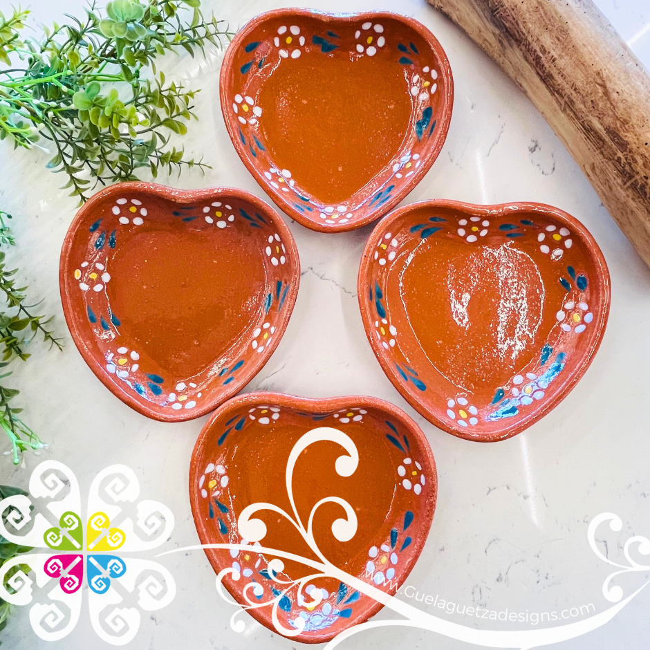 Set of 4 Medium Corazon Clay Plate - Set Clay Flat Plates