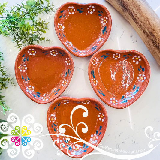 Set of 4 Medium Corazon Clay Plate - Set Clay Flat Plates