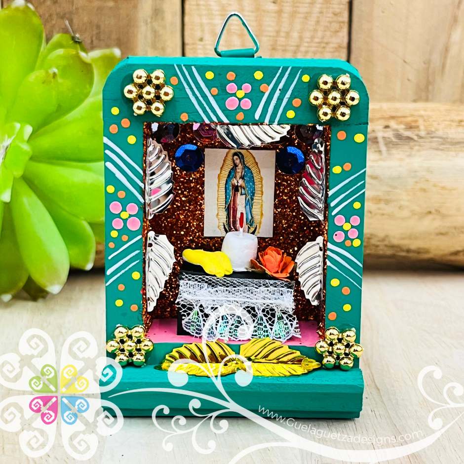 Miniature Virgencita Shadow Box - Cajita Decorativa