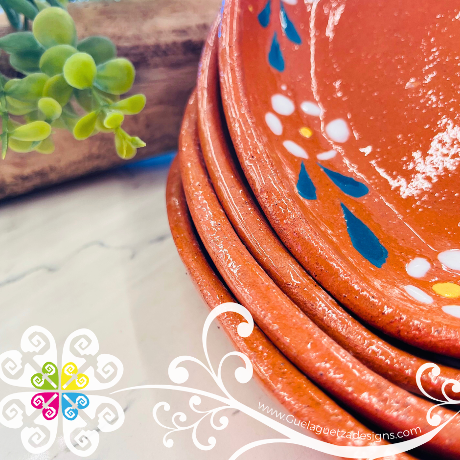 Set of 4 Medium Corazon Clay Plate - Set Clay Flat Plates