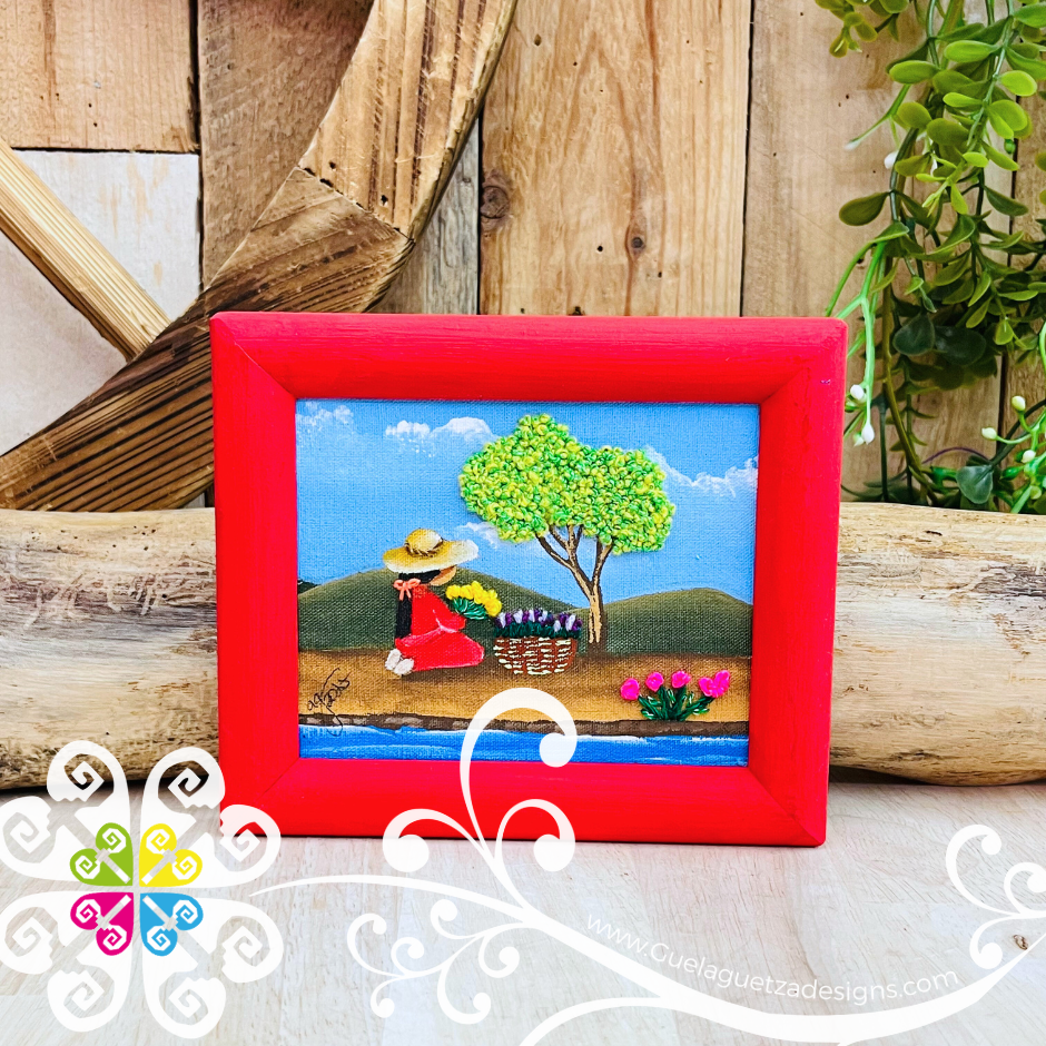 Campesinos - Embroidered Wood Frame