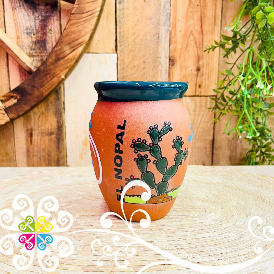 39 - El Nopal Cantarito LoteriaMX - Single Clay Cantarito