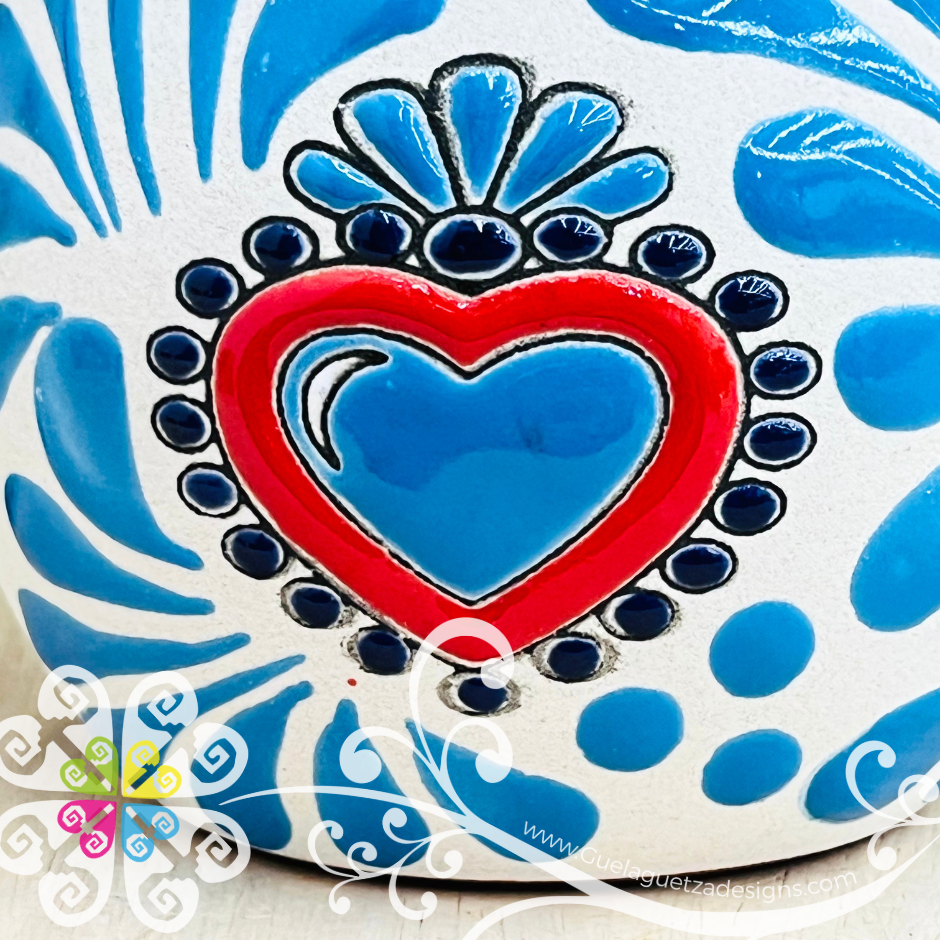 Set of Corazon White Espiga Clay Mugs - Set Taza Barro