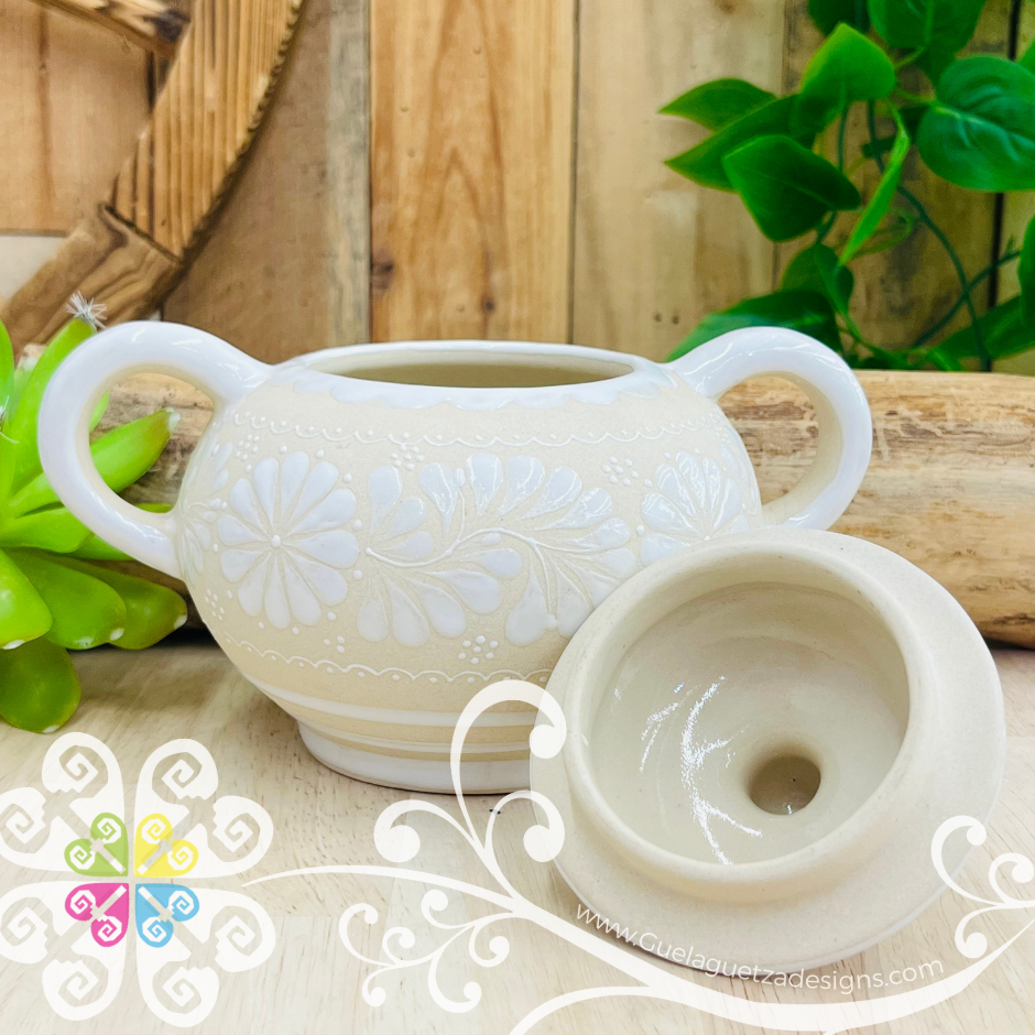 White Sugar Bowl Colibri Alta Temperatura - Barro Alta Temperatura