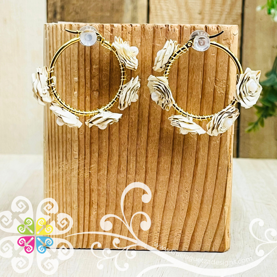 Crystal Bead Rose Roops - Palm Earrings