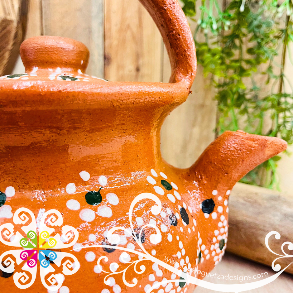 Capula Dots Clay Tea Pot - Mexican Clay Kitchen