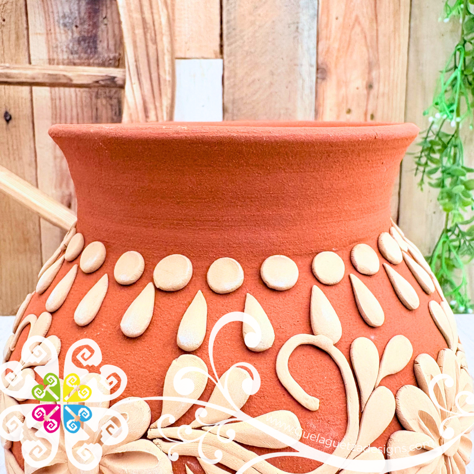 Small Drops Decorated Clay Ollita - Barro Bordado Oaxaca