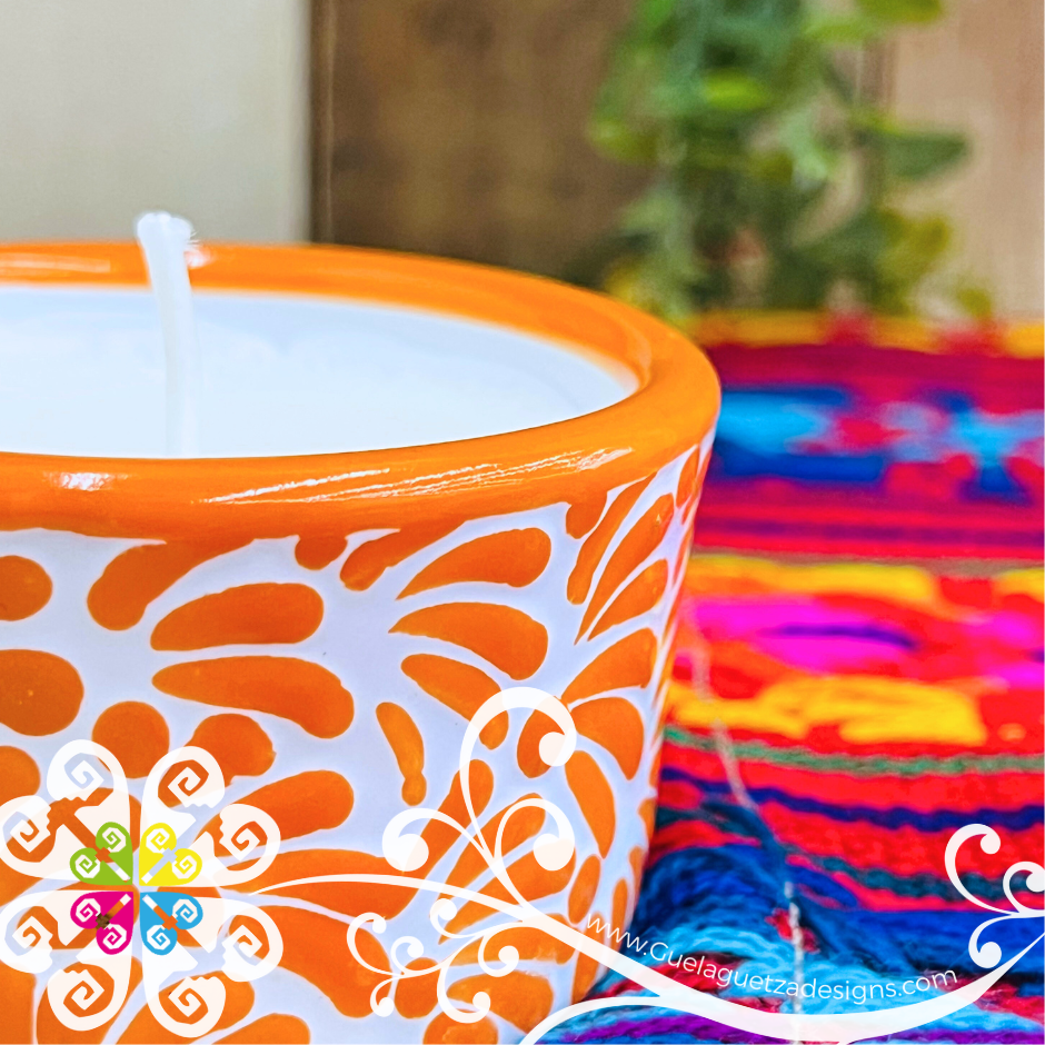 Small Orange Talavera Candle - Artisan Candles