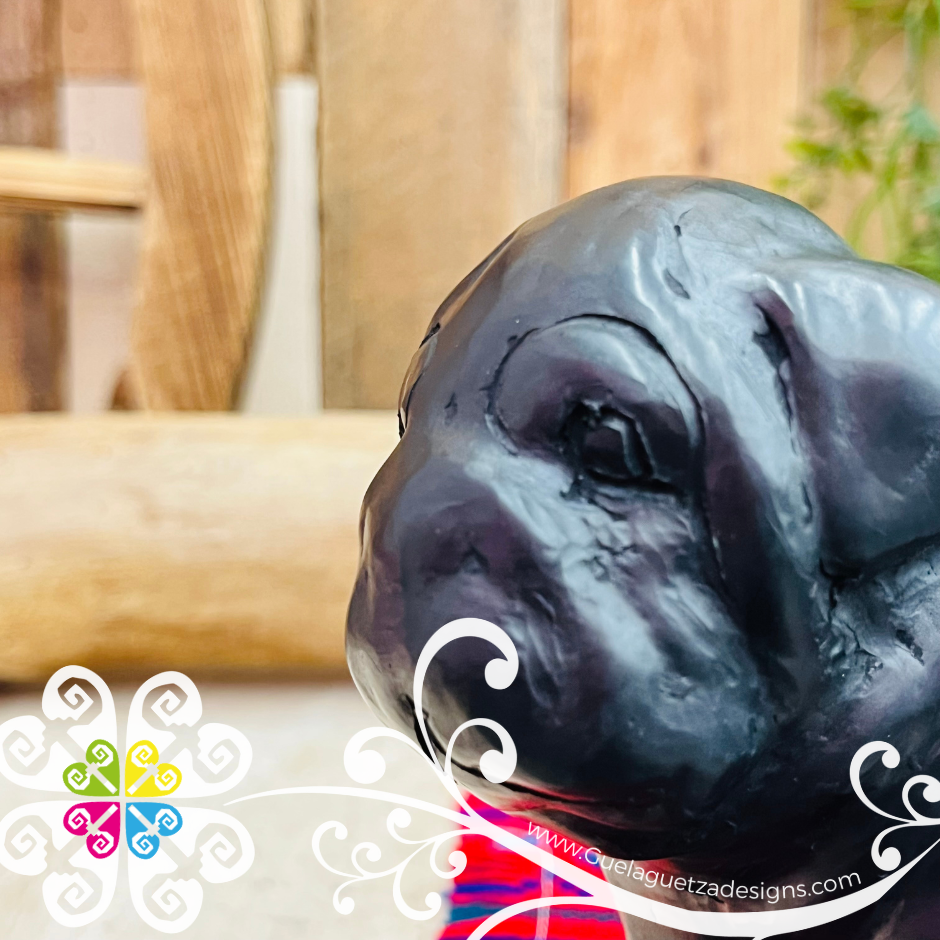 Pug Dog Black Clay Figure - Barro Negro Oaxaca
