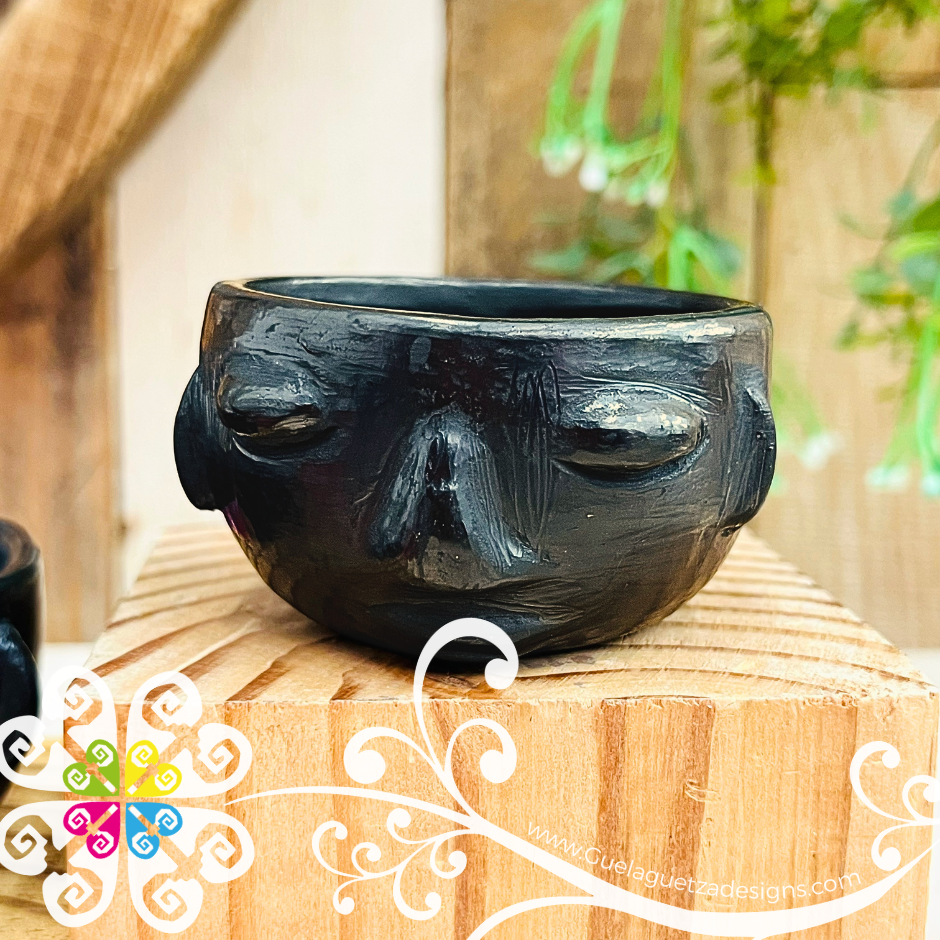 Set of 2 Olmeca Short Black Clay Shot- Tequilero - Barro Negro Oaxaca