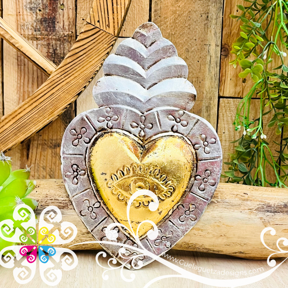 Medium Cobrizado Corazon Milagro - Hojalata San Miguel Collection