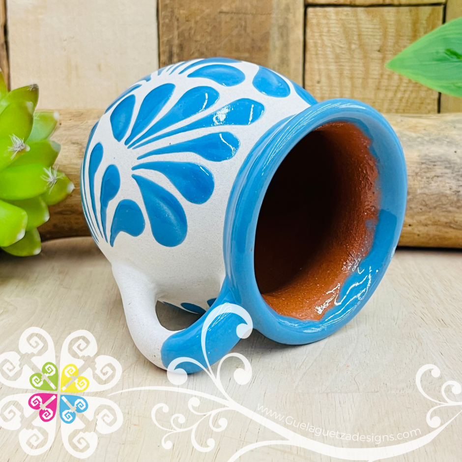 Set of Corazon White Espiga Clay Mugs - Set Taza Barro