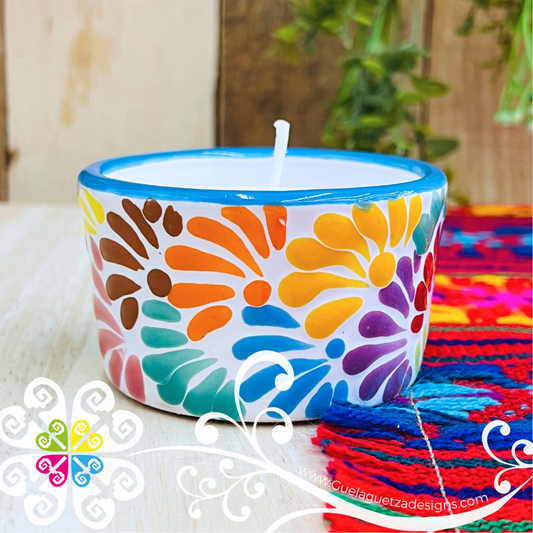 Small Multicolor Talavera Candle - Artisan Candles