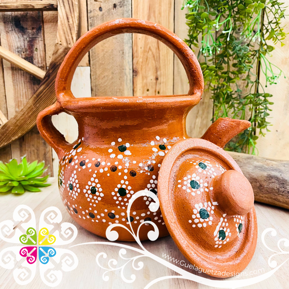 Capula Dots Clay Tea Pot - Mexican Clay Kitchen