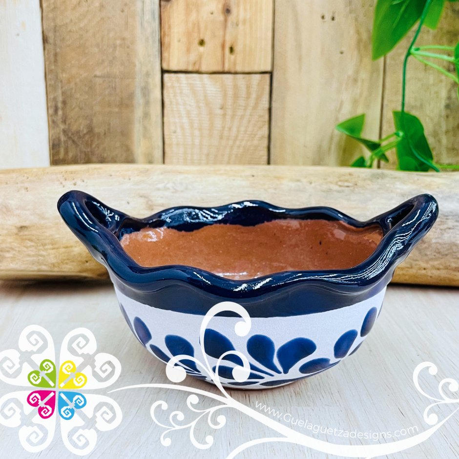 Set of 4 Small Cobalt Blue Espiga Cazuelita Clay Bowl