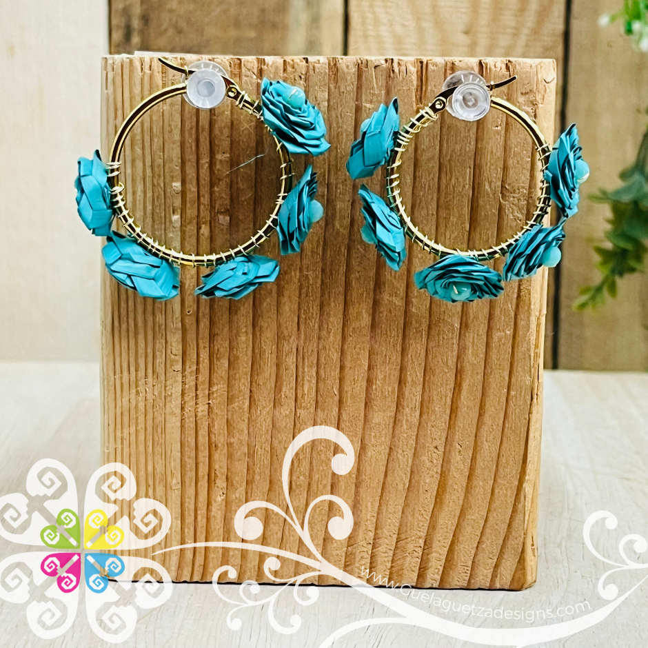 Crystal Bead Rose Roops - Palm Earrings